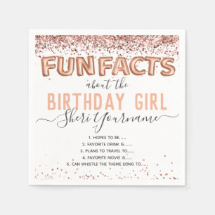 Birthday Fun Facts Balloon Text Glitter Girly Nape Servet