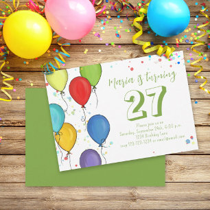 Birthday Fun Party Celebration Balloons Confetti Kaart
