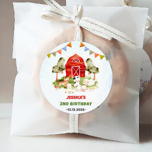 Birthday Fute Farm Animals Party Bedankjes Labels