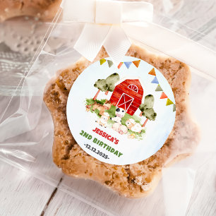 Birthday Fute Farm Animals Party Ronde Sticker