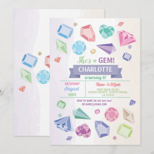 Birthday Gem Party Crystals Girl's pasta Kaart