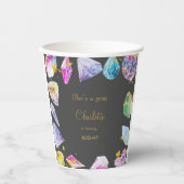 Birthday Gem Party Crystals Girl's waterverf Papieren Bekers (Voorkant)