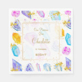 Birthday Gem Party Crystals Girl's waterverf Servet (Voorkant)