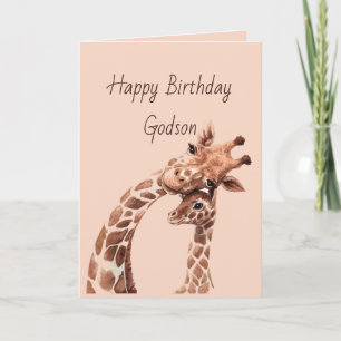 Birthday Geweldige Godson Fun Giraffe Animal Card Kaart