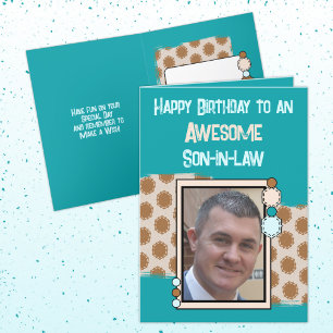 Birthday geweldige zoon rechtfoto turkooizen brown kaart