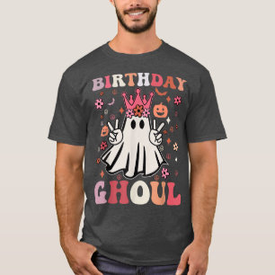 Birthday Ghoul Cute Ghosts Boo Retro Groovy Flower T-shirt