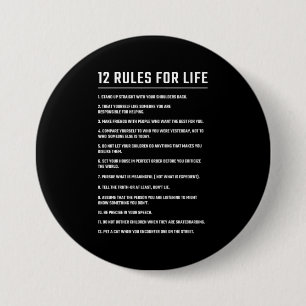 Birthday Gift 12 Rules for Life Ronde Button 7,6 Cm