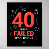 Birthday Gift_ 40 Years Of Failed Resolutions Humo Poster (Voorkant)