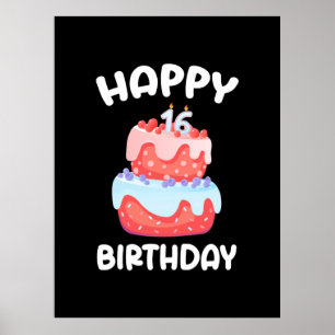 Birthday Gift Fijne 16de verjaardag Poster