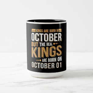 Birthday Gift Kings wordt geboren in oktober Gif Tweekleurige Koffiemok