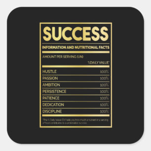 Birthday Gift Succes Nutritional Facts Vierkante Sticker