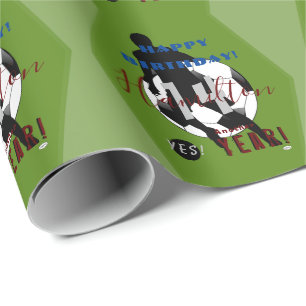 Birthday Gift Wrap met het Theme Soccer HAMbyWG Cadeaupapier