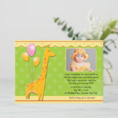 Birthday Giraffe Foto Uitnodiging (Staand voorkant)