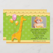 Birthday Giraffe Foto Uitnodiging (Voorkant / Achterkant)