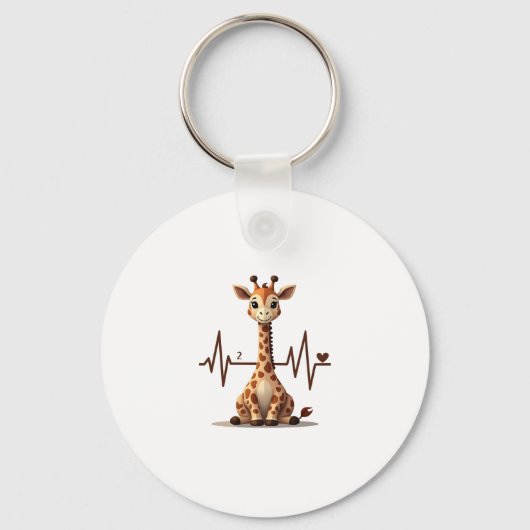 Birthday Giraffe Heartbeat Shirt for Woman Man Kid Sleutelhanger (Voorkant)