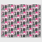 Birthday girl, 18. Anniversaire Papier cadeau rose (Plat)