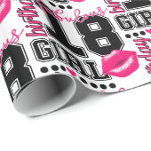 Birthday girl, 18. Anniversaire Papier cadeau rose (Coin rond)