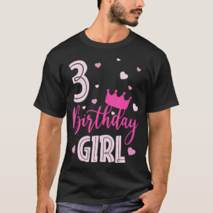 Birthday Girl 3 jaar oude roze kotelroos Matching T-shirt