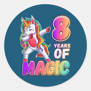 Birthday Girl 8-jarige Unicorn 8 jaar Magic Ronde Sticker