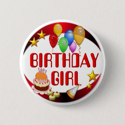 Birthday Girl ~Button Ronde Button 5,7 Cm (Voorkant)