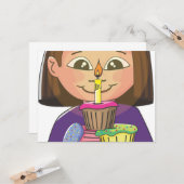 Birthday girl cupcakes kaart (Voorkant / Achterkant in situ)