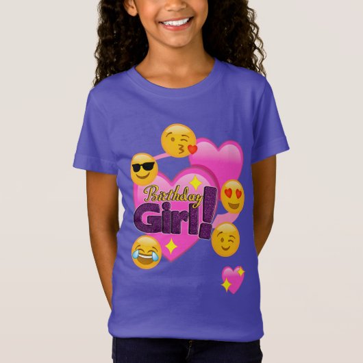 Birthday Girl Emojis (hart) T-shirt (Voorkant)