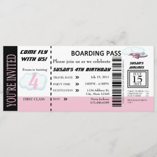 Birthday Girl Flight Ticket nodigt  uit Kaart