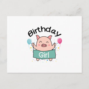 Birthday Girl Happy Pig Lover Briefkaart