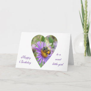Birthday Girl Honeybee op Herfst Asters Heart Kaart