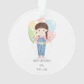 Birthday Girl in Overalls Brunette Ornament (achterkant)