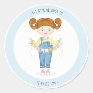 Birthday Girl in Overalls Dit boek behoort tot Ronde Sticker