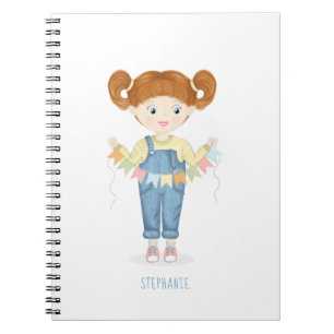 Birthday Girl in Overalls Redhead Notitieboek