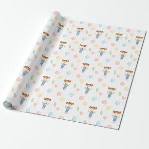 Birthday Girl in Overalls Redhead Wrapping Paper Cadeaupapier