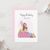 birthday girl kaart (Voorkant / Achterkant in situ)