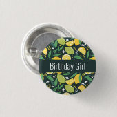 Birthday Girl - Lemon and Limes Fruit Pattern Ronde Button 3,2 Cm (Voorkant /achterkant)
