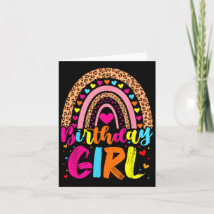 Birthday Girl Leopard Rainbow Birthday Party Famil Kaart