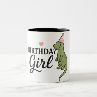 Birthday Girl Lizard – Schattige & leuk feestontwe Tweekleurige Koffiemok