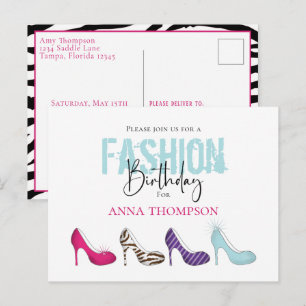 Birthday Girl Modern Mode Shoes Invitation Briefkaart