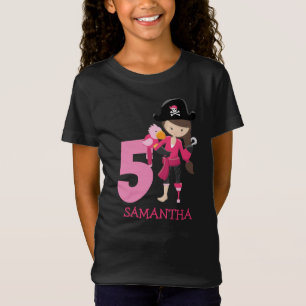 Birthday GIRL ParrotParty Pirate 5ème Nom T-shirt