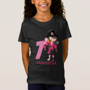 Birthday GIRL ParrotParty Pirate 7ème Nom T-shirt