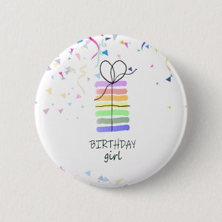 Birthday Girl Pin met Cake en Confetti Ronde Button 5,7 Cm