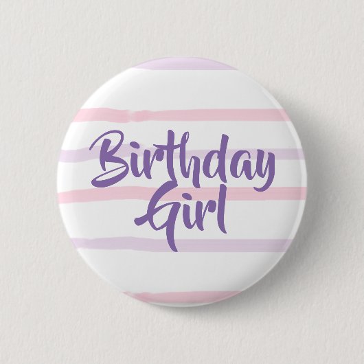 Birthday Girl Pink en Paarse Button (Voorkant)