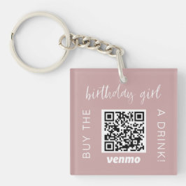 Birthday Girl QR-code koopt een Drink met Venmo Gi Sleutelhanger