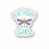Birthday girl shirt Dragonfly birthday party tee s Sticker (Voorkant)