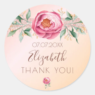 Birthday glitter blush roze roze roze roze roze ro ronde sticker