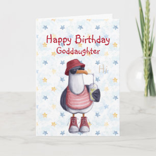 Birthday Goddochter Fun Cool Seagull Bird Kaart