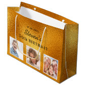 Birthday Gold aangepast fotometaal monogram Groot Cadeauzakje (Voorkant Gekanteld)