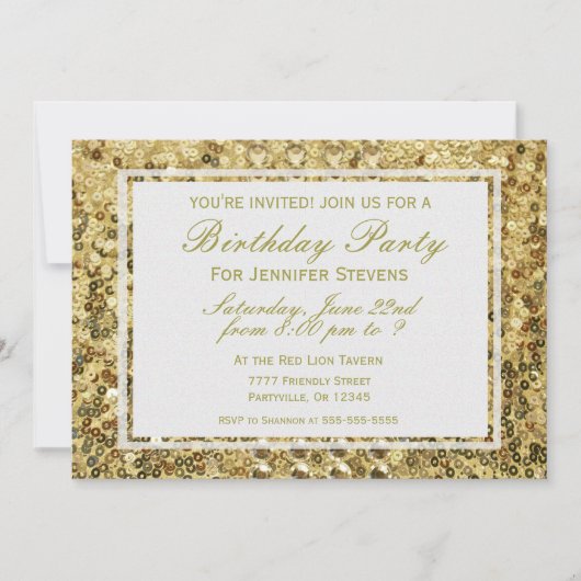 Birthday | Gold Confetti Glitter Bling Kaart (Voorkant)