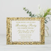 Birthday | Gold Confetti Glitter Bling Kaart (Staand voorkant)