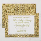 Birthday | Gold Confetti Glitter Bling Kaart (Voorkant / Achterkant)